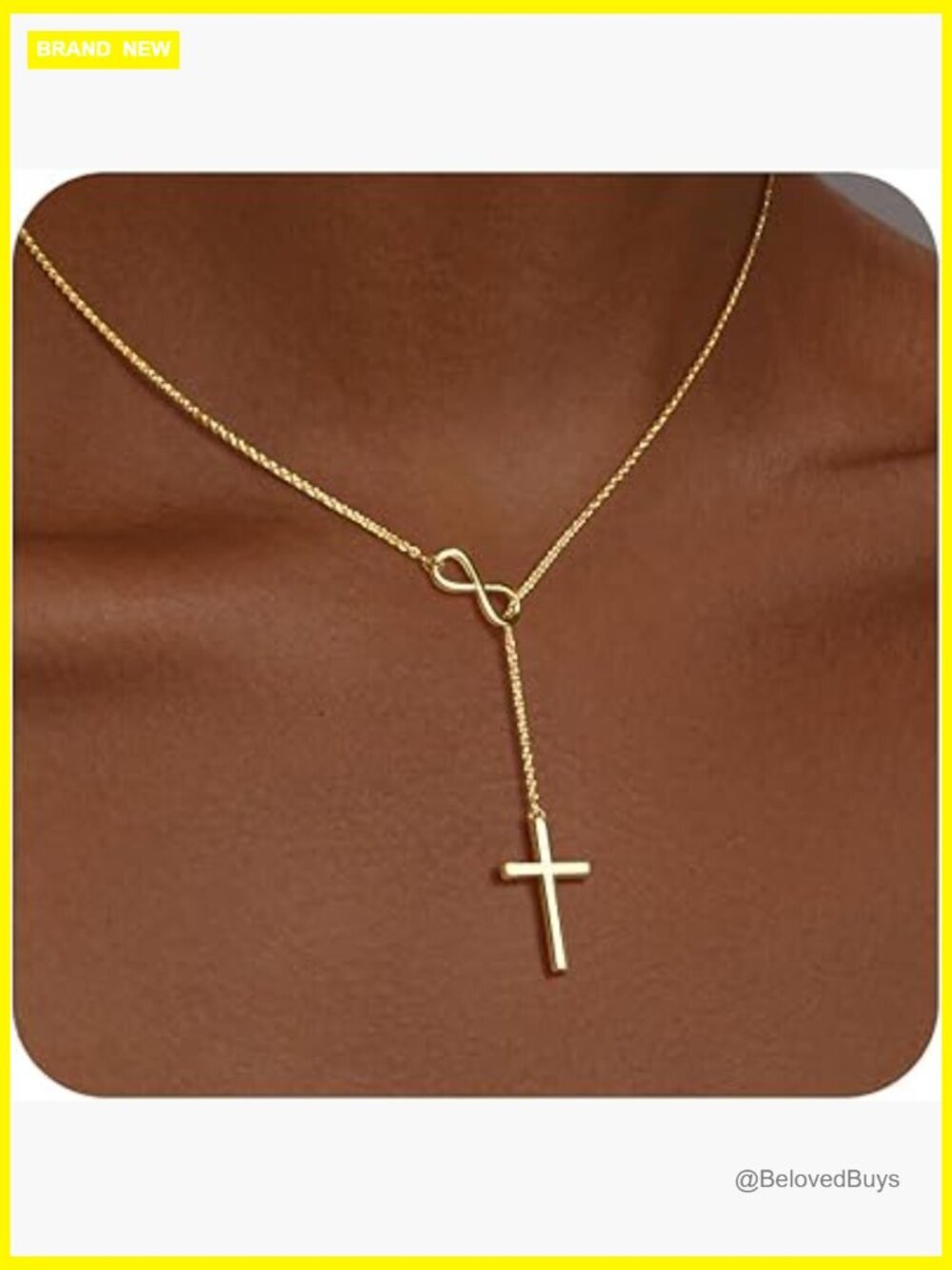 14K Gold Plated Infinity Cross Y Necklace Dainty Faith Jewelry